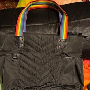 Cynthia Rowley Black Shoulder Bag with Rainbow Straps